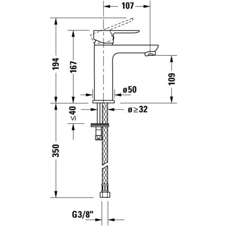 Duravit A.1 Смеситель для раковины на 1 отв. с донным клапаном, цвет: хром, артикул A11020001010
