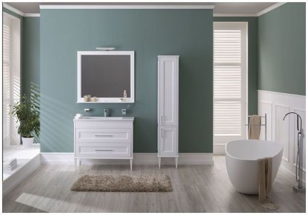 Пенал Aquanet Бостон 36 L белый матовый (ручки золото), артикул 00242219