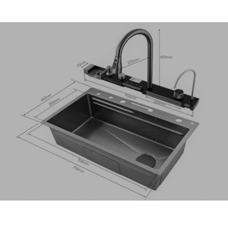 Многофункциональная кухонная мойка Savol S-SC002Q, графит, артикул S-SC002Q