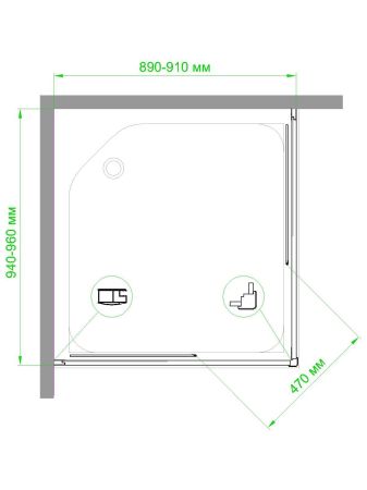 Душевой уголок RB HPD-T-BL 90х95х185 (прозрачное)