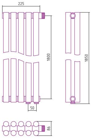 Отопительный радиатор ЭСТЕТ-11 н/ж EU50 1800х225 / 5 сек (БЕЛЫЙ) Отопительный радиатор ЭСТЕТ-11 н/ж EU50 1800х225 / 5 сек (БЕЛЫЙ)
