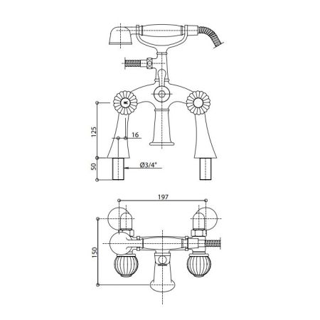 Bongio Rivoli Смеситель для ванны, цвет золото/хрусталь, артикул 05527OR00