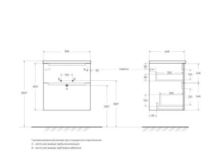 Мебель для ванной комнаты BELBAGNO ETNA-H60-600, артикул ETNA-H60-600-2C-SO-RN-P