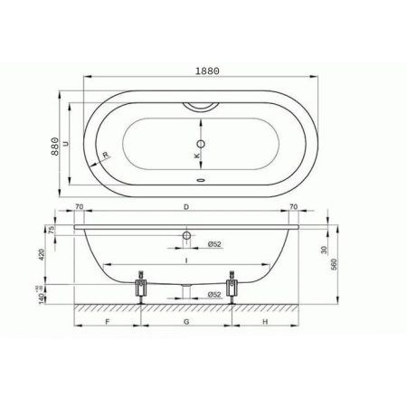 Опора для ванны, Bette, универсальная, комплект-2 штуки, артикул B23-1500