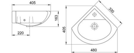 Раковина Santeri Радиан 33 угловая, артикул 1.3130.9.S00.10B.0