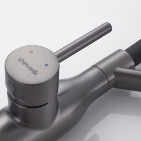 Смеситель для кухни с гибким изливом Shevanik S343T-3, оружейная сталь