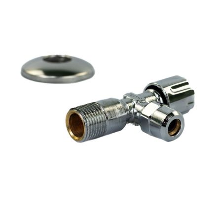 Schlosser, угловой вентиль с компрессионной гайкой, подключение 1/2"х3/8", цвет хром, артикул 7105-1550-001