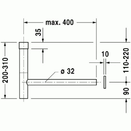 Duravit Сифон декоративный 1/4" удлиненный для донного клапана, цвет чёрный матовый, артикул 0050364600