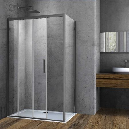 Душевой уголок Soft VSR-3SO9011CLGM, 1100*900, вороненая сталь, стекло прозрачное, артикул VSR-3SO9011CLGM