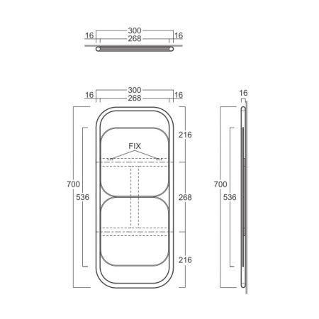SIMAS WAVE Зеркало настенное из 2 квадратных зеркал 30х70 см,цвет рамы черный матовый