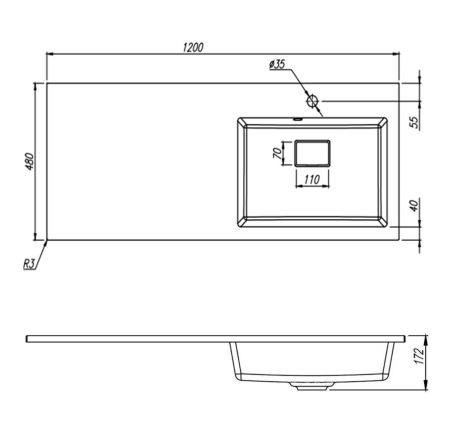 Раковина Florentina Аванти 120 см 10.310.0R120.307, серый шёлк, артикул 10.310.0R120.307