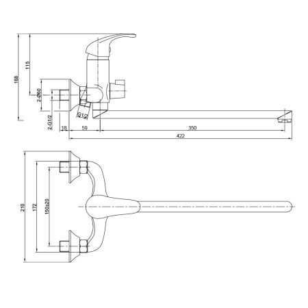 Смеситель для ванны WesnaArt LISTOK LIS01-320, хром, артикул LIS01-320