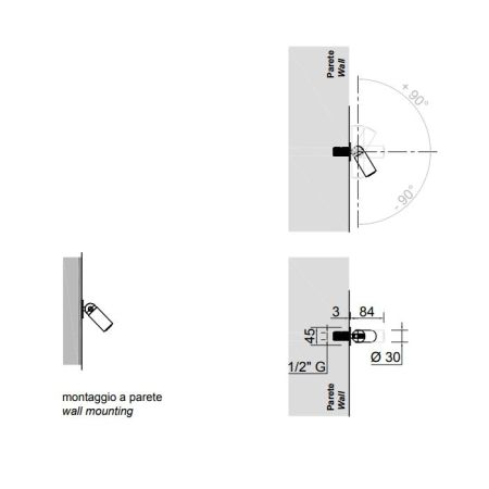 ANTONIO LUPI AZIMUT Верхний душ Ø30 мм., настенный или потолочный, поворотный, цвет графит