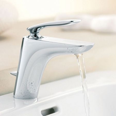 Смеситель для раковины, Kludi, Balance, тип открывания воды-однорычажный, тип регулирования воды-керамический картридж, монтаж-на раковину/столешницу, отверстия для монтажа-1, высота, мм-159, вынос излива, мм-129, донный клапан-есть, тип подводки-гибкая, , артикул 520230575