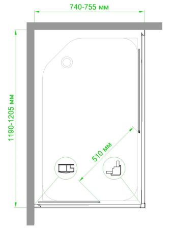Душевой уголок Royal Bath RB HPD-C-ST 120х75х200 (матовое), артикул RB7512HPD-C-ST