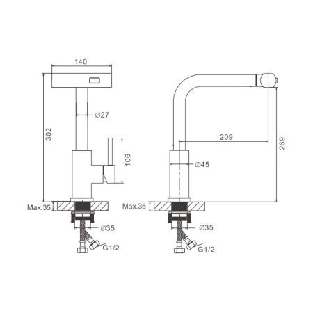 Смеситель для кухни с мультифункциональным изливом BELZ B74811-1, сатин