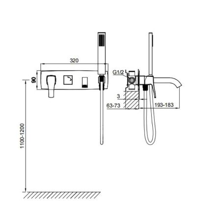 Смеситель для ванны встраиваемый WONZON & WOGHAND FLEX, Хром (WW-88889072-CR)