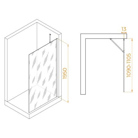 Душевая перегородка RGW WA-110B (Прозрачное, 1100), артикул 351011011-14