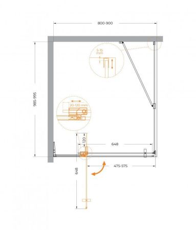 SLIDER-AH-1-80-70/80-BR-GM Душевой уголок, артикул SLIDER-AH-1-80-70/80-BR-GM