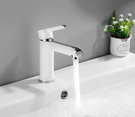 Смеситель для раковины Shevanik S6001F, белый/хром, артикул S6001F