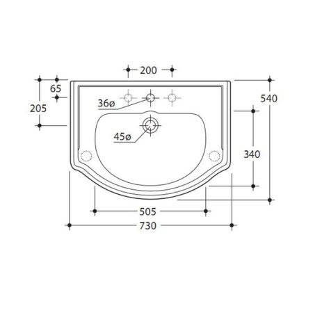 KERASAN Retro 73, раковина 73*54см с 1 отв., цвет: черный глянцевый, артикул 104704*1
