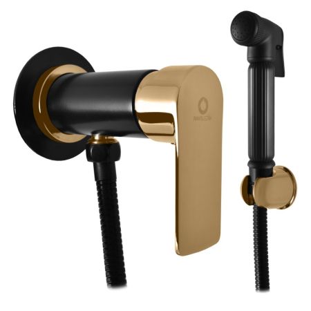 Гигиенический душ со смесителем Rav Slezak VLTAVA VT547/1CMATZ, черный/золото, артикул VT547/1CMATZ