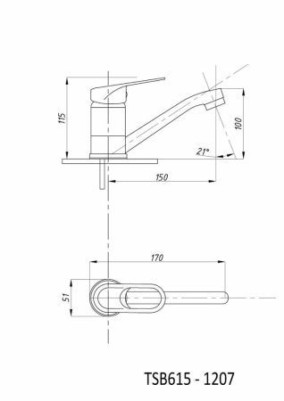 Смеситель для раковины TSARSBERG (TSB-615-1207) тип См-УмОЦБА, См-МОЦБА, артикул TSB-615-1207