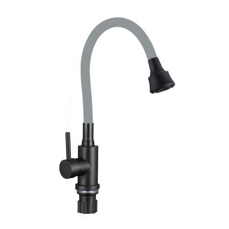 Смеситель для кухни с гибким изливом и режимом душ Fmark FS8288H-04, черный/серый