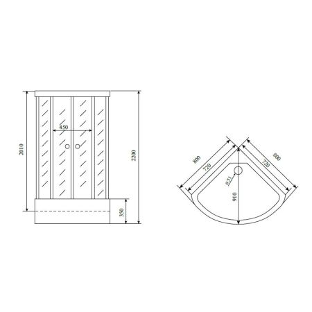 Душевая кабина Timo Standart Silver Fabric T-6680SF, 80x80x220, артикул T-6680SF