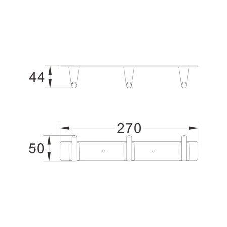 Планка с 3 крючками Shevanik SG5731H, черный