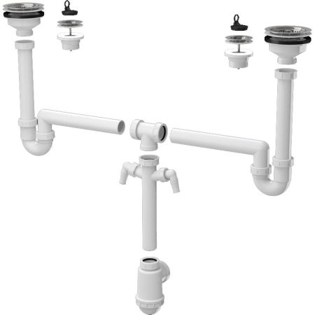 Сифон для кухонной мойки Alcaplast A8000 универсальный Белый, артикул A8000