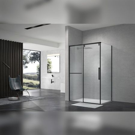 Душевой уголок Terminus Альба прямоугольная 90х120х220, черный, артикул 2ES90х120B