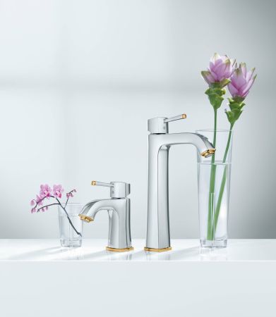 Смеситель для раковины GROHE Grandera с донным клапаном, хром/золото (23303IG0), артикул 23303IG0