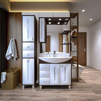 Комплект мебели для ванной Бриклаер БАЛИ 85LV, венге/белый