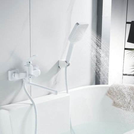 Смеситель для ванны Shevanik S9902C, белый