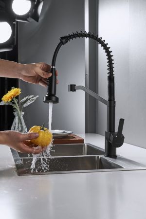 Смеситель для кухни с гибким изливом Shevanik S963H, черный, артикул S963H