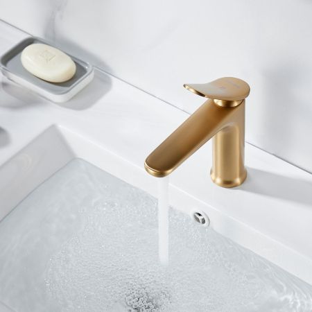 Смеситель для раковины Shevanik S4701G, золотой сатин, артикул S4701G