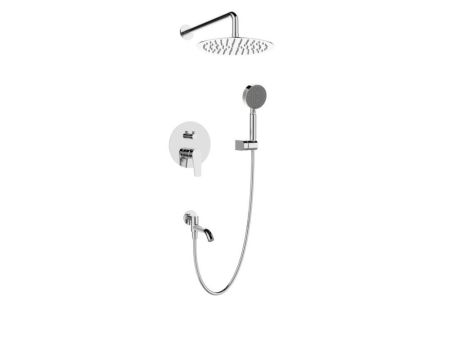 ANCONA Душевой комплект встраиваемый с изливом (смеситель встраиваемый, верхний душ, ручной душ со шлангом и держателем) хром, ANCONA-VDSET-CRM, артикул ANCONA-VDSET-CRM