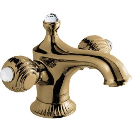 Emmevi The One Cloe, смеситель для раковины. Металлические ручки + прозрачные кристаллы Swarovski, цвет бронза, артикул 98003SW/BR