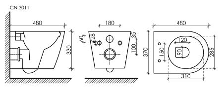 Подвесной унитаз Rimless CN3011, артикул CN3011