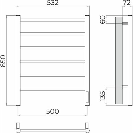 Полотенцесушитель электрический Terminus Аврора П6 50х65, артикул 4670078531155