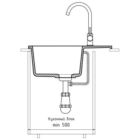 Кухонная мойка GranFest URBAN 258L, черный, артикул 258L черный