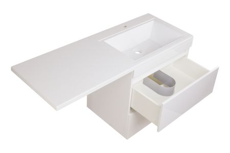 Тумба подвесная "Даллас 140", Люкс белая, PLUS, ЭМАЛЬ, артикул СС-00002386