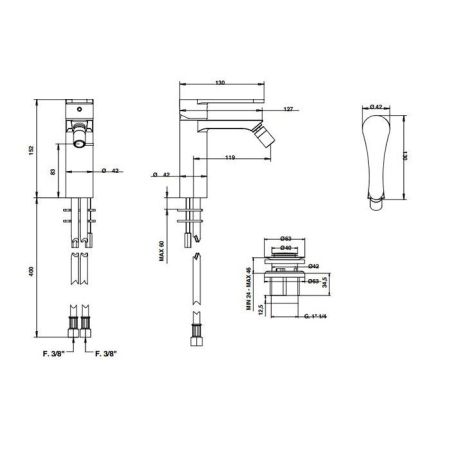 Bongio O'Clock Смеситель для биде с донным клапаном,  цвет матовое золото, артикул 14522OPPR