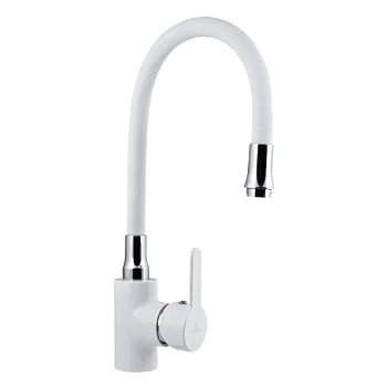 Смеситель для кухни с гибким изливом Славен СЛ-ЦВ-Ф26, белый