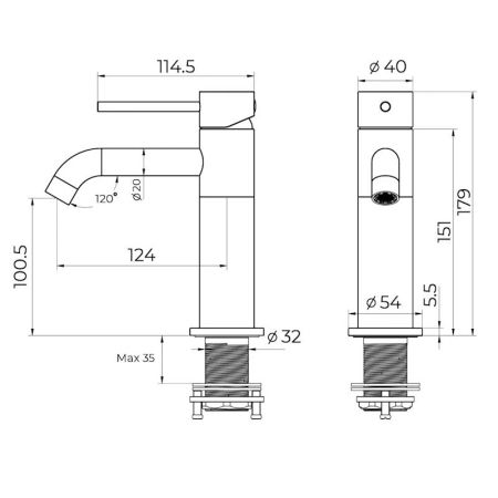 Cмеситель для раковины Knotlor SS-20/GM, оружейная сталь, артикул SS-20/GM