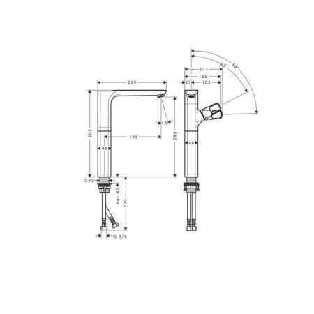 AX Urquiola Смеситель для раковины , цвет сталь, артикул 11035800