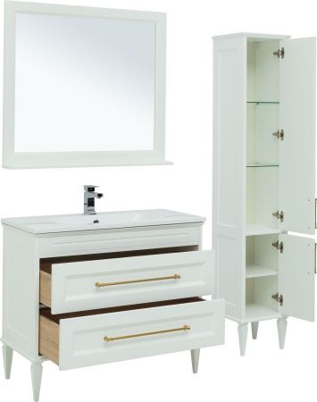 Мебель для ванной Aquanet Бостон М 100 белый (ручки золото) (лит. мрамор), артикул 00281192