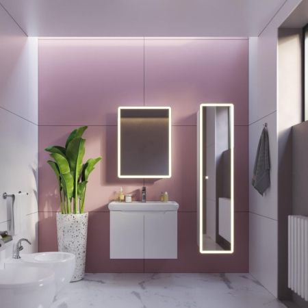 Пенал зеркальный с подсветкой Dreja Point 40 см, белый, артикул 99.9035