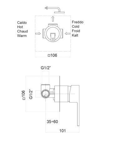 Смеситель для душа Fiore KUBE 100BB7515, белый, артикул 100BB7515